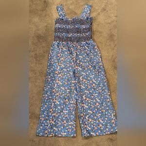 Brooks Brothers Red Fleece Blue Floral Smocked Wide Leg Jumper Big Girls 14